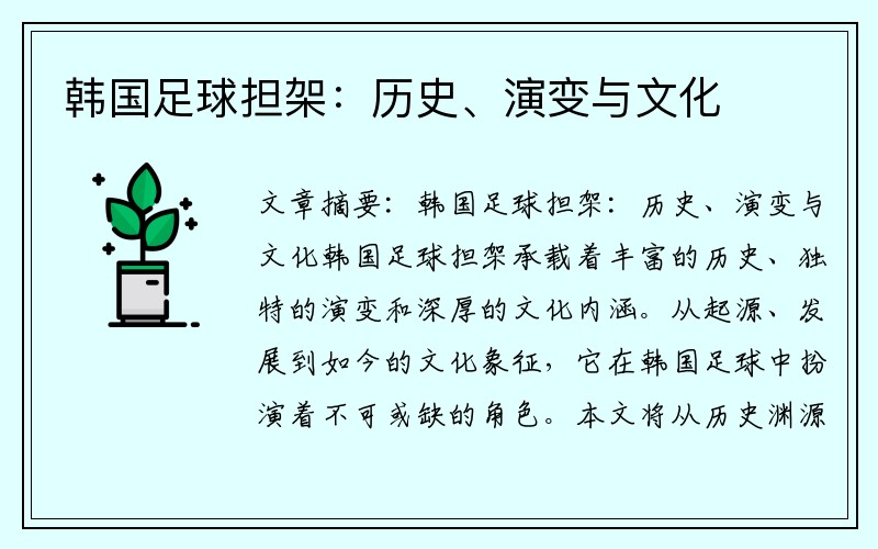 韩国足球担架：历史、演变与文化